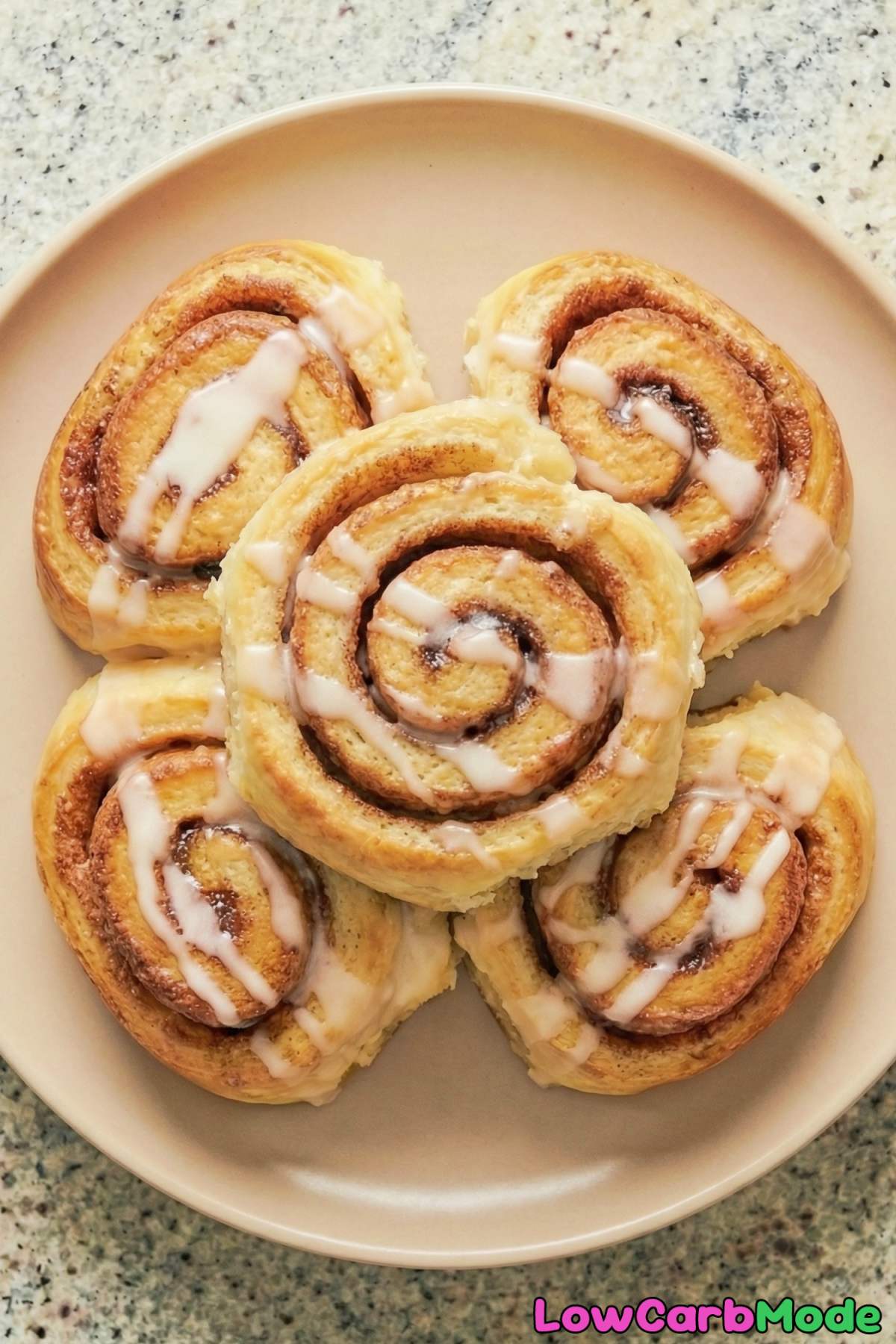 Homemade low carb glazed cinnamon rolls