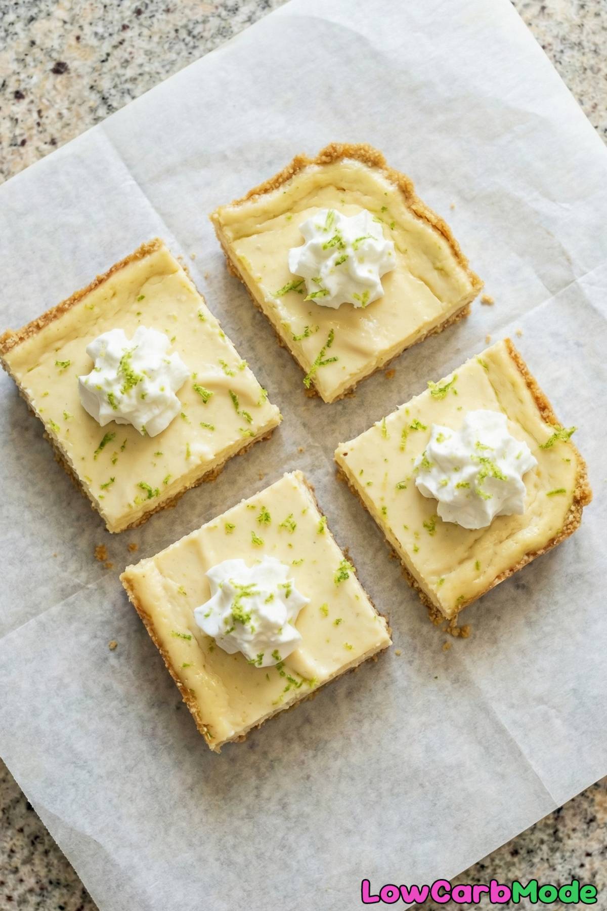Luscious low carb key lime cheesecake bars