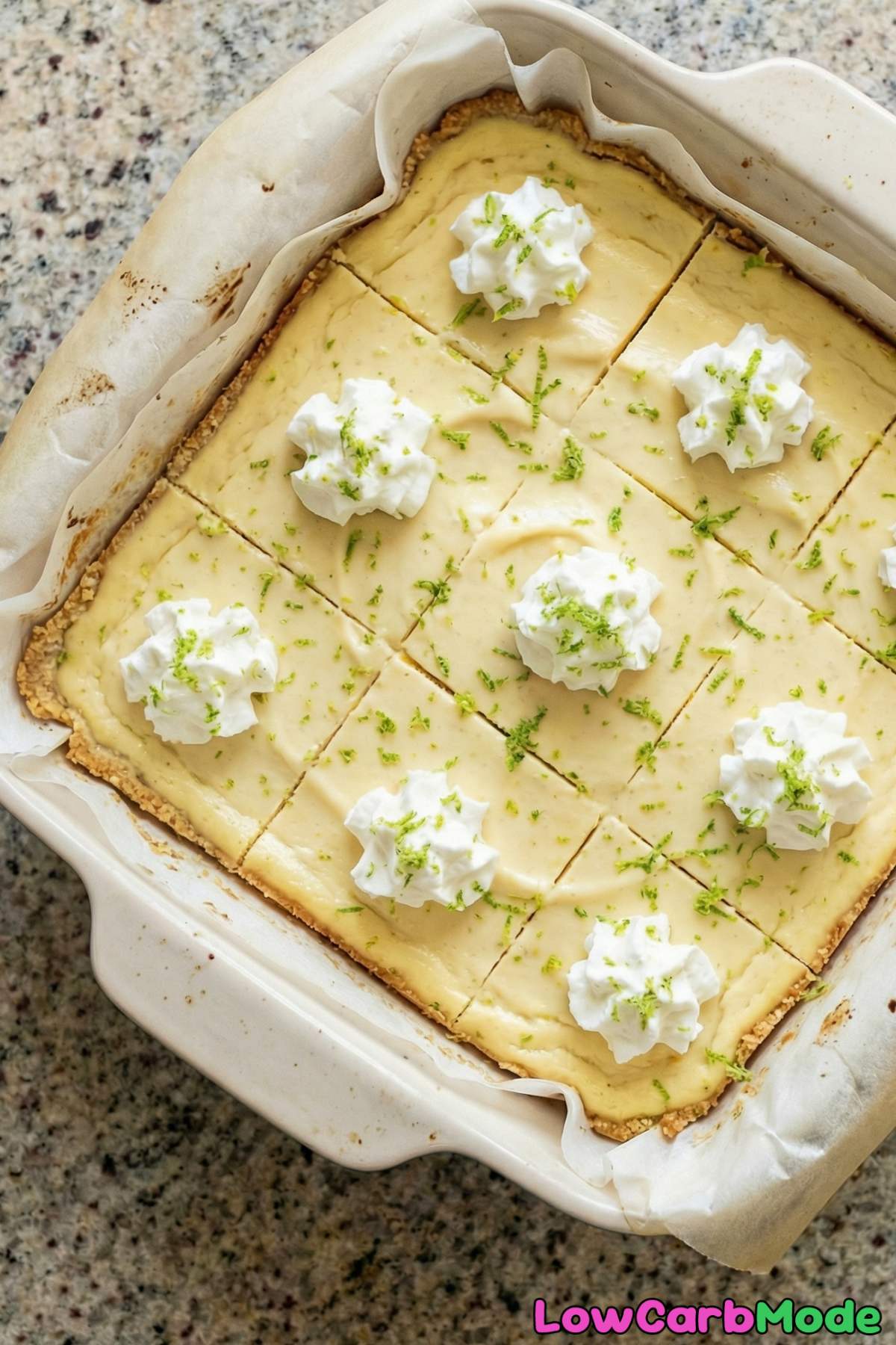 Zesty low carb key lime cheesecake bars