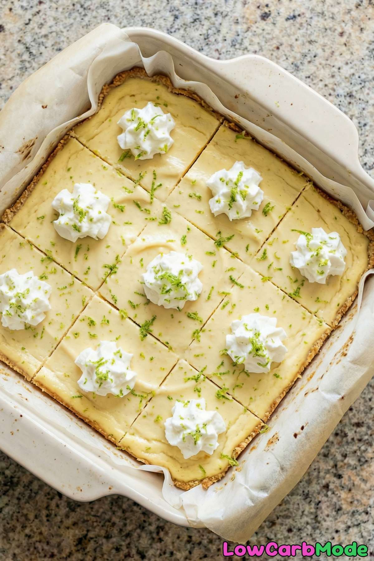 Fresh low carb key lime cheesecake bars
