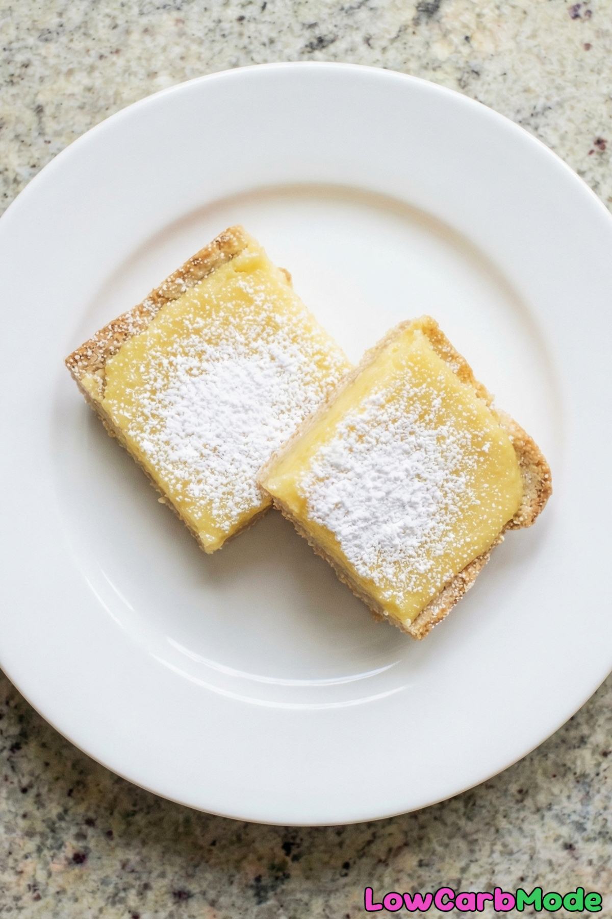 Creamy low carb lemon bars sliced and served