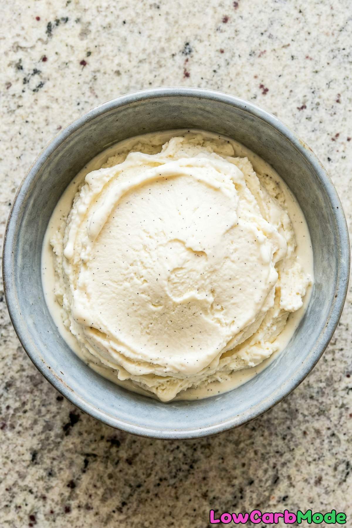 Smooth low carb no-churn vanilla ice cream