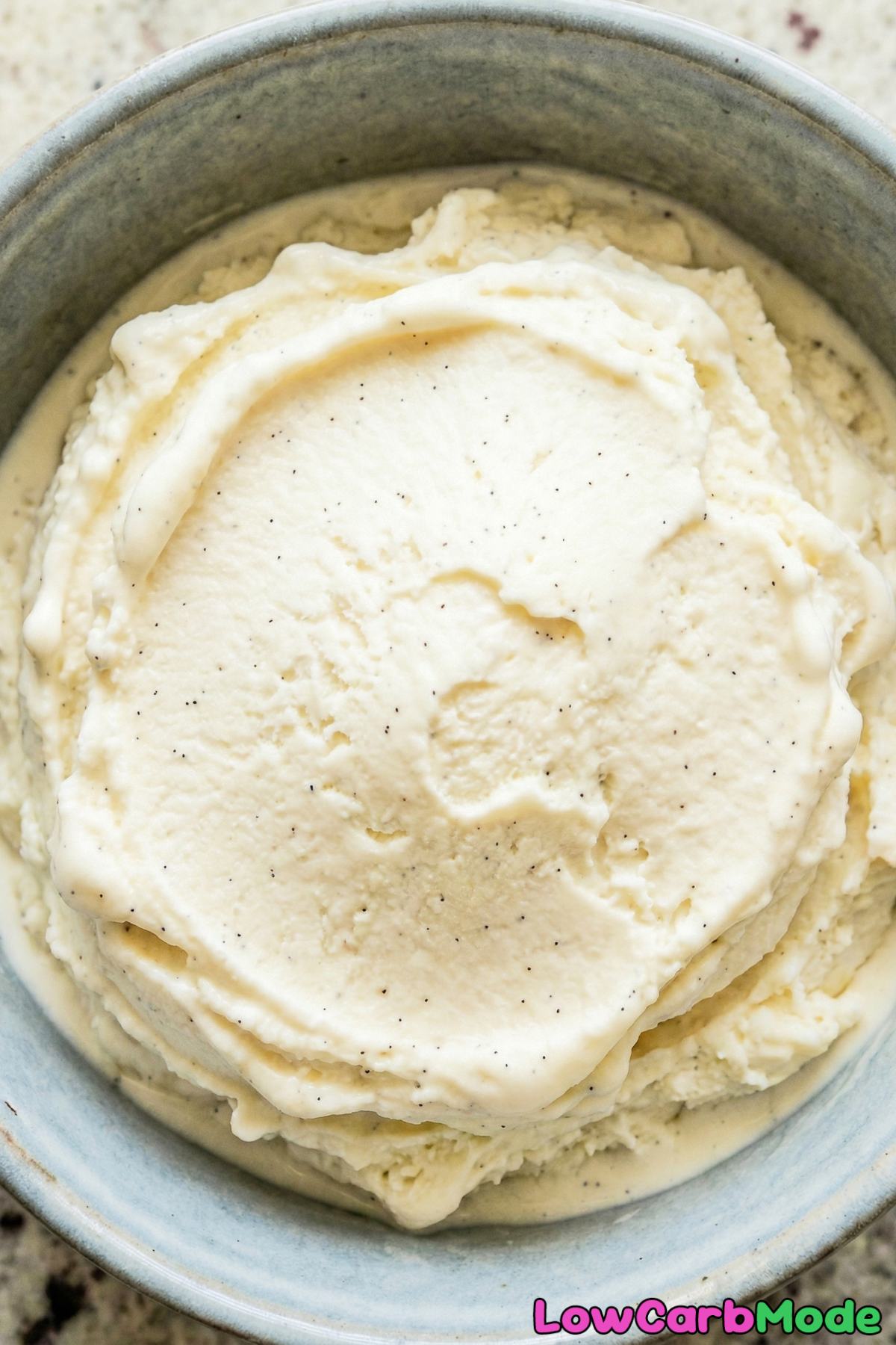 Dreamy low carb no-churn vanilla ice cream