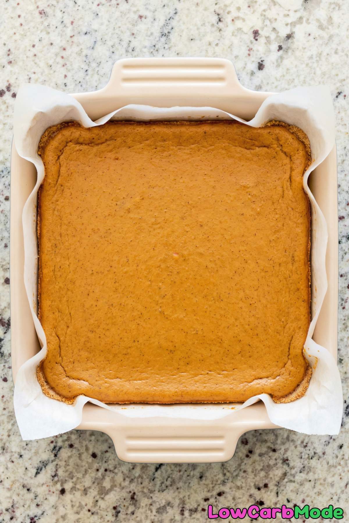 Luscious low carb pumpkin cheesecake bars