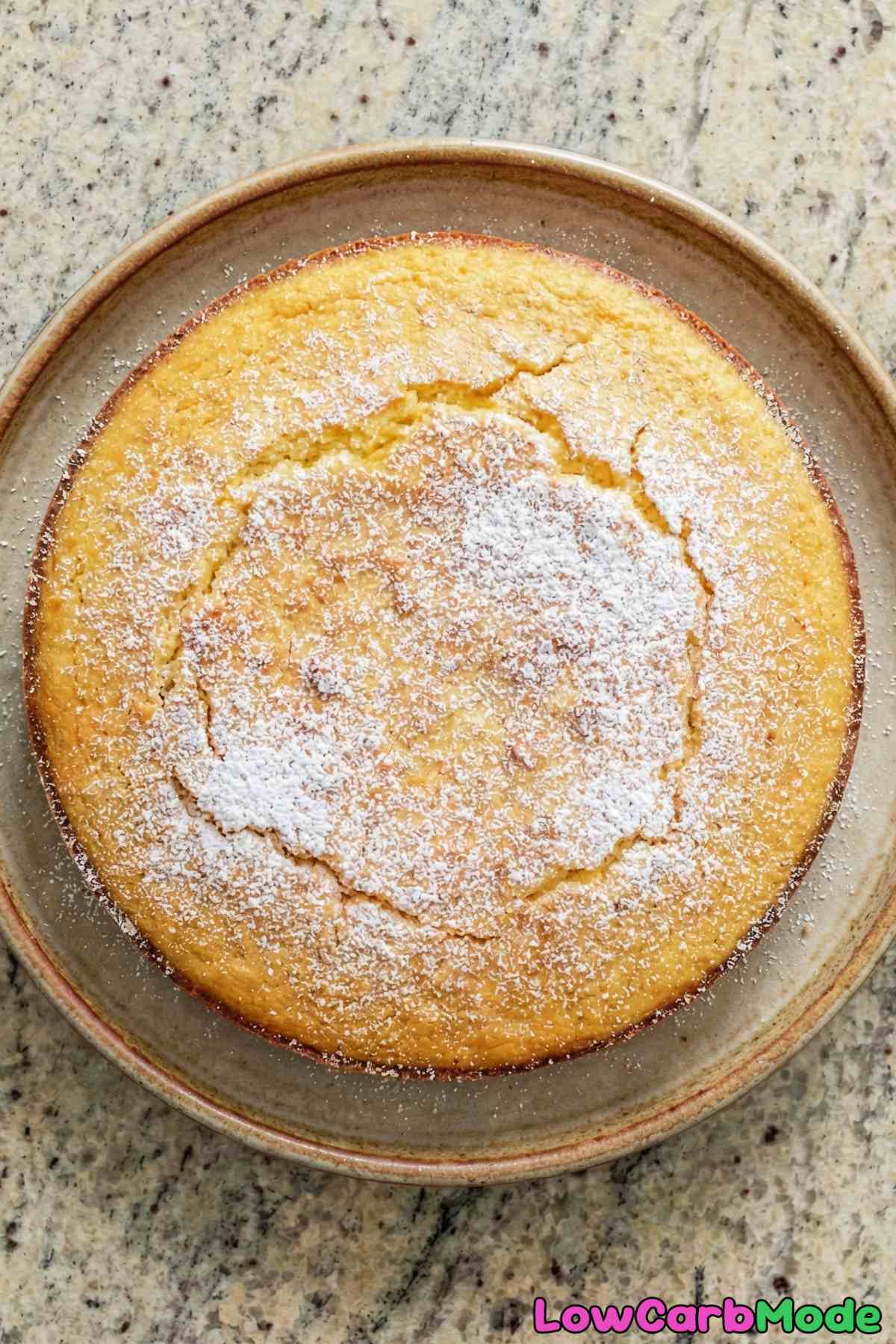 Tender low carb ricotta lemon cake