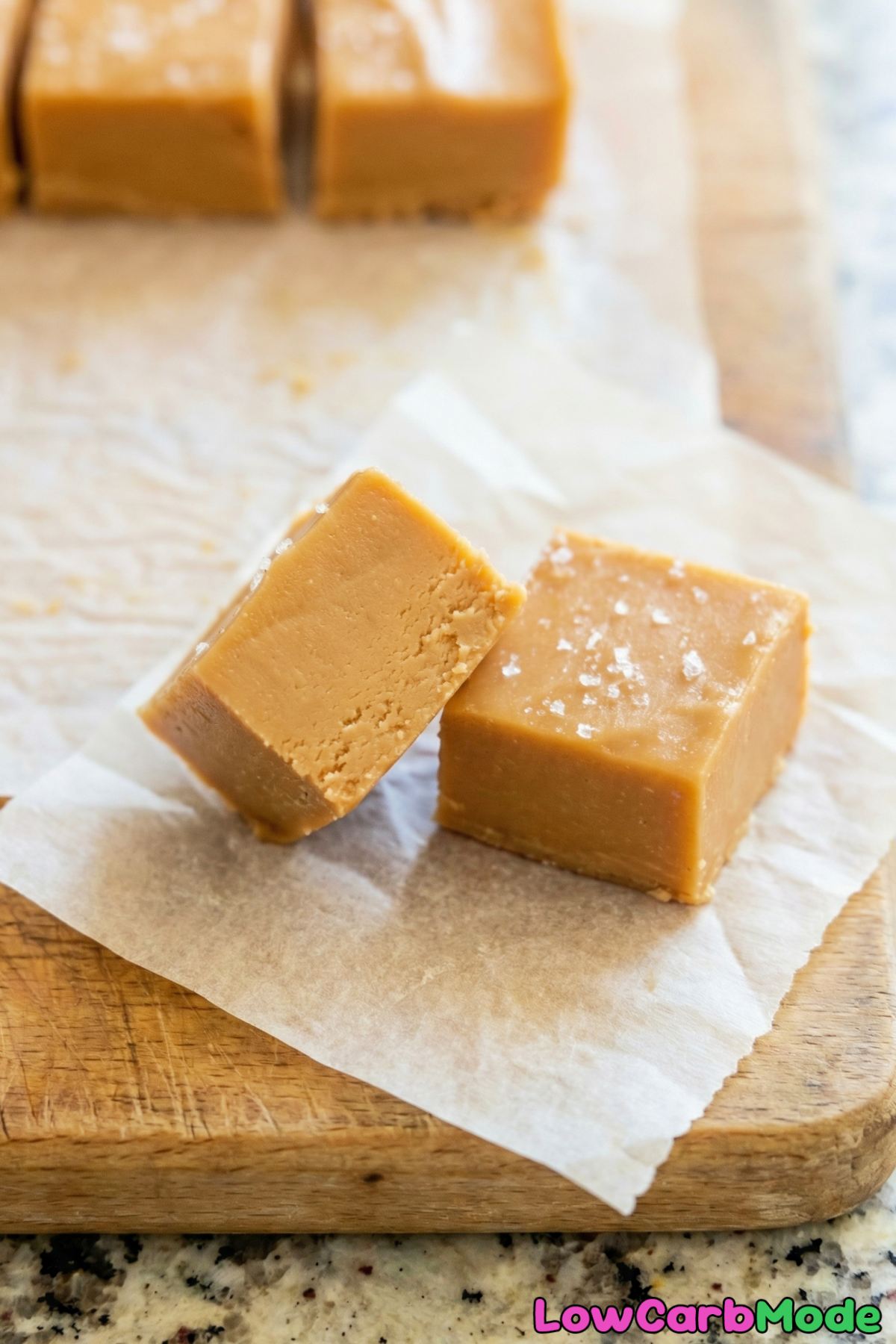 Velvety homemade low carb salted caramel fudge
