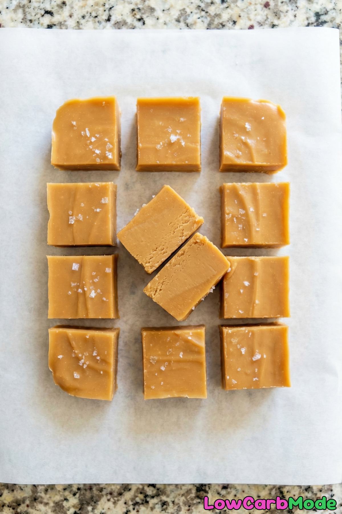 Smooth low carb salted caramel fudge bites