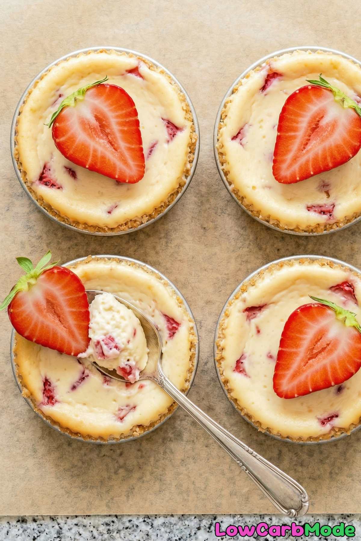 Sweet low carb strawberry cheesecake bites