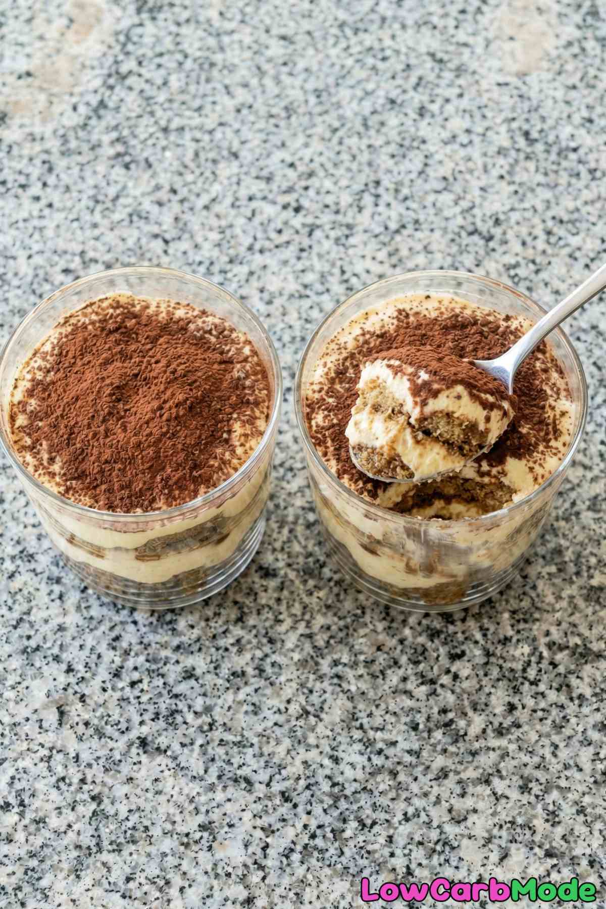 Velvety low carb tiramisu cups