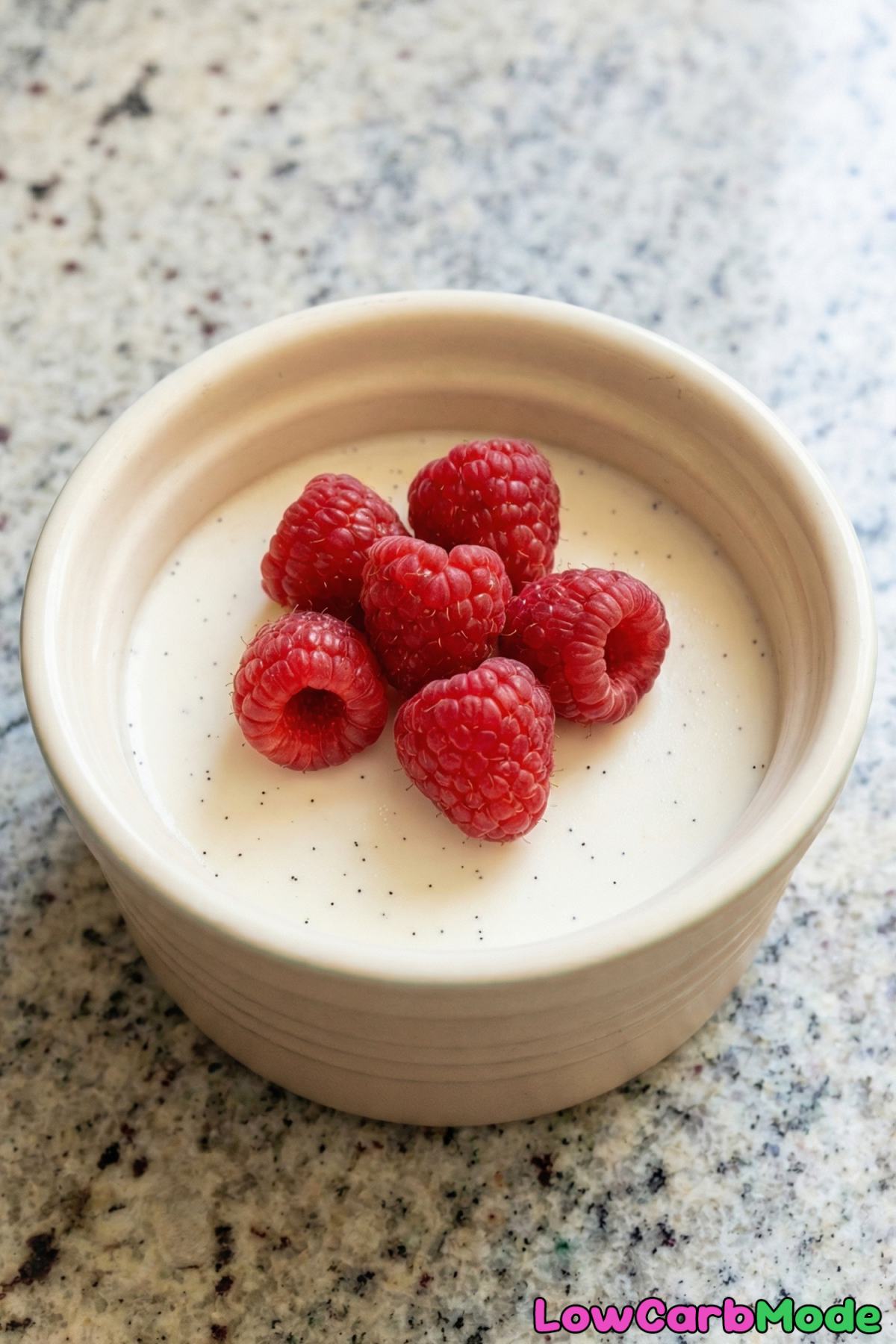 Light low carb vanilla panna cotta dessert