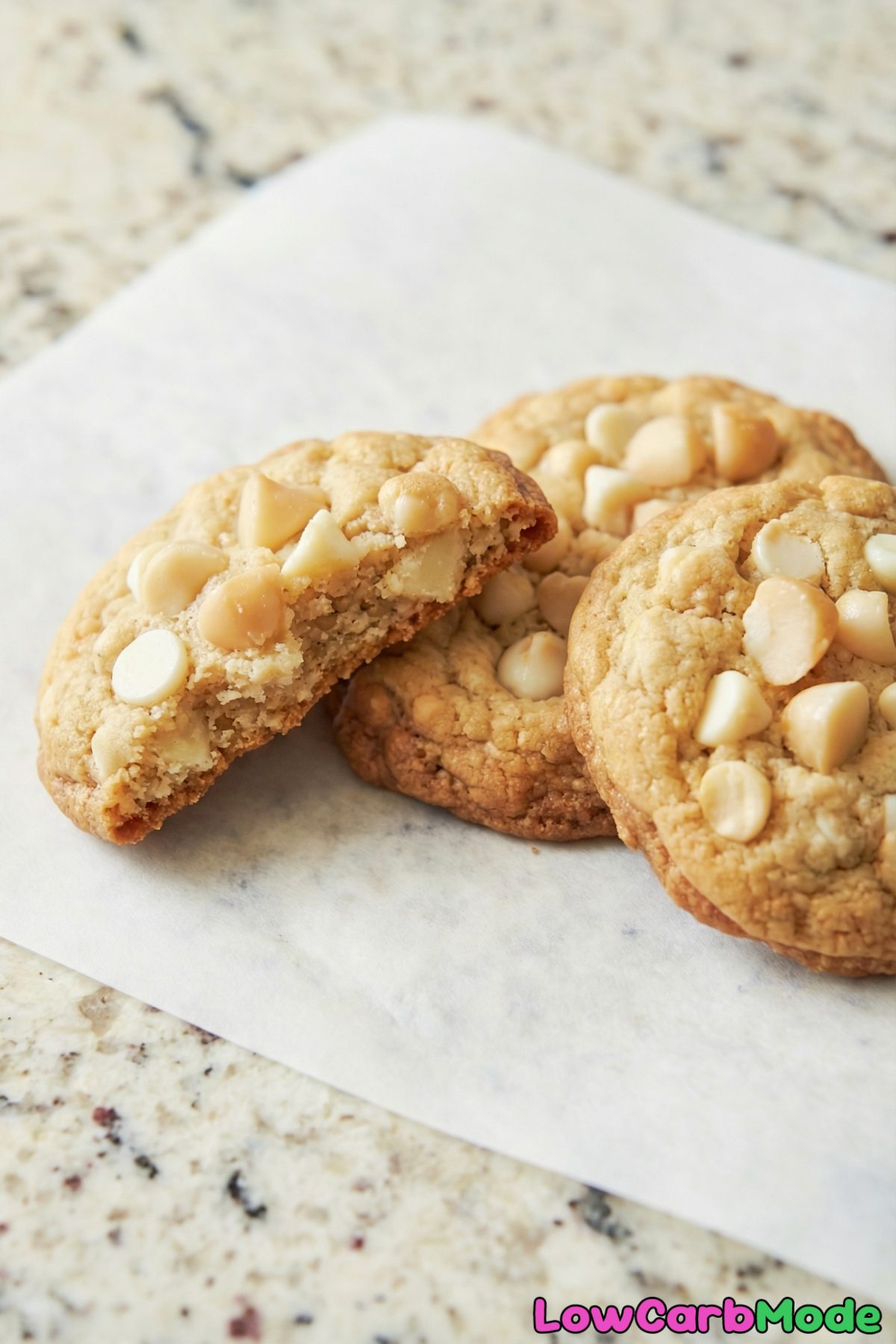 Fresh low carb white chocolate macadamia cookies