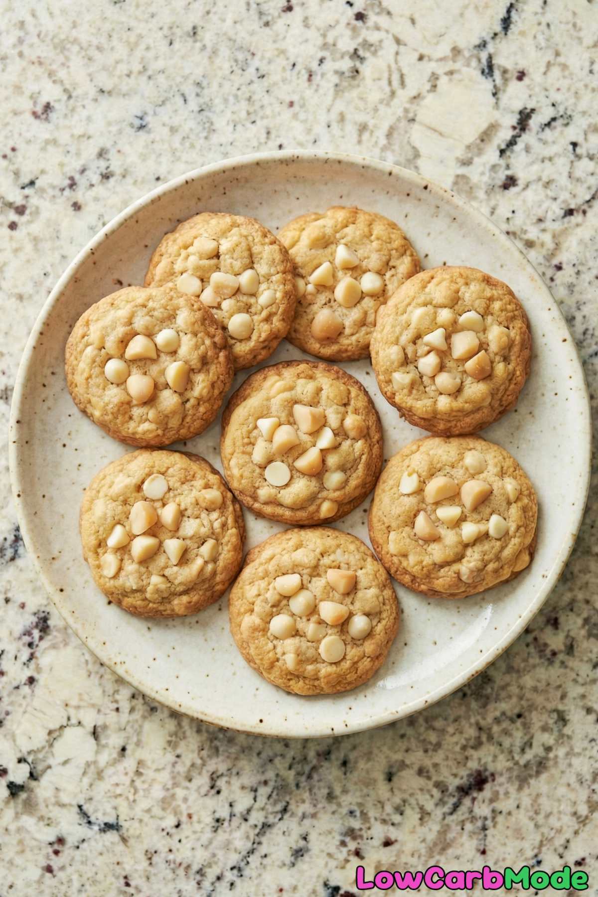 Irresistible low carb white chocolate macadamia cookies