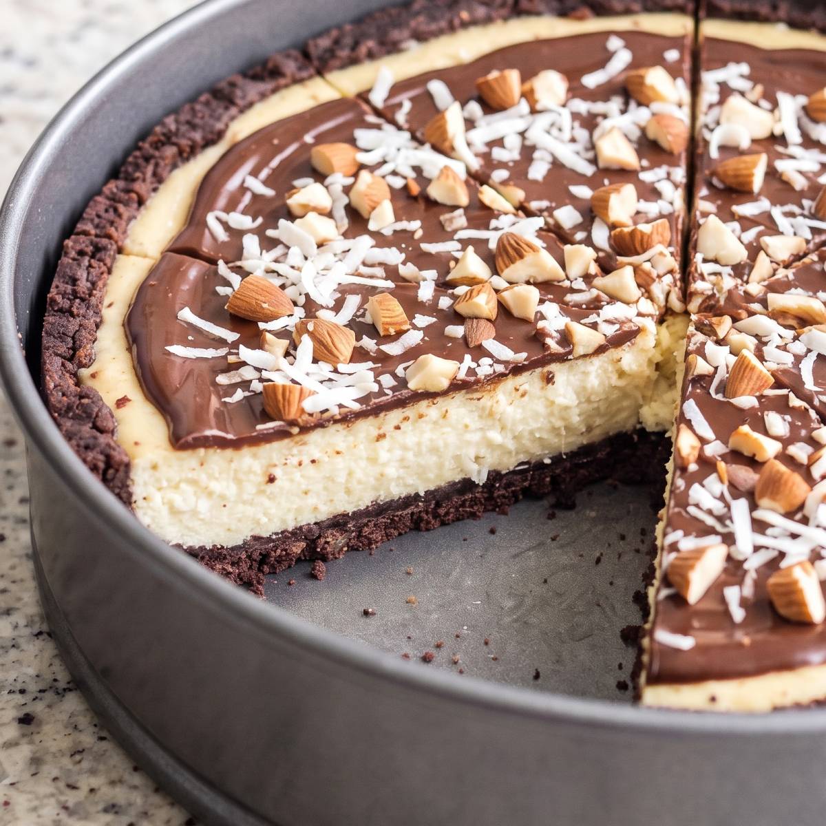 Keto Almond Joy Cheesecake