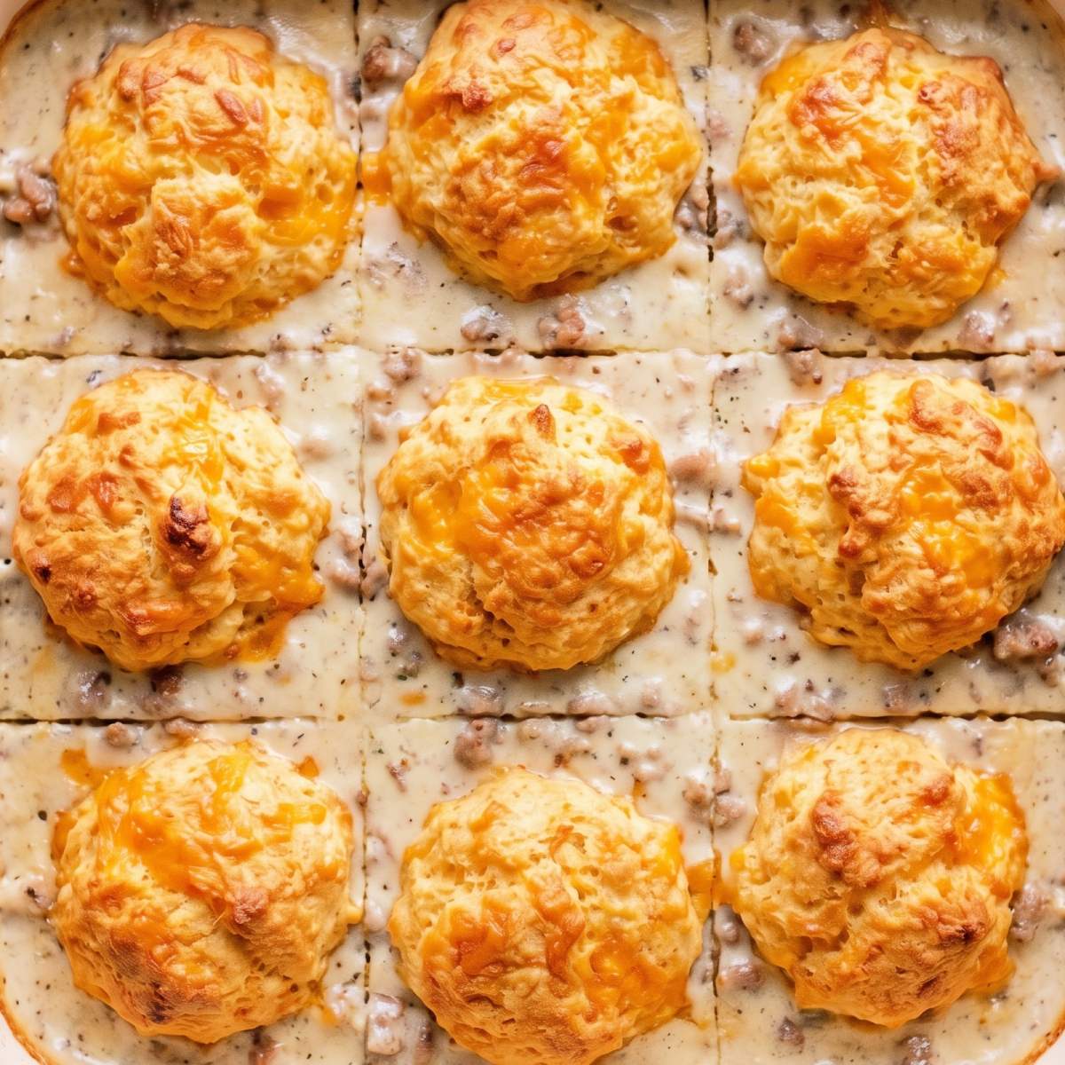 Keto Biscuits & Gravy Casserole