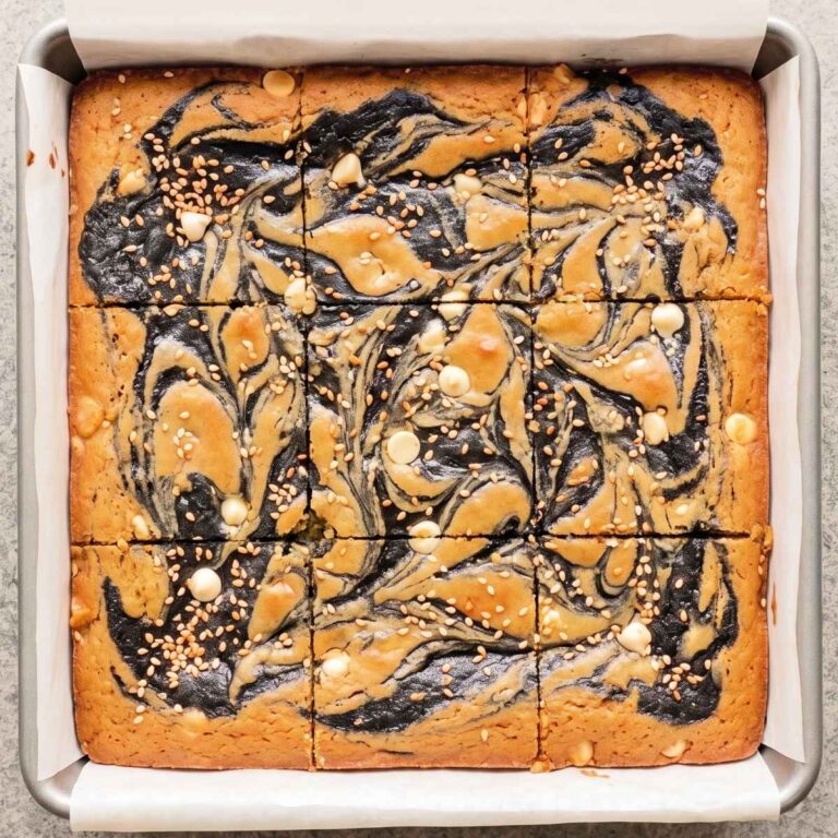 Keto Black Sesame White Chocolate Blondies