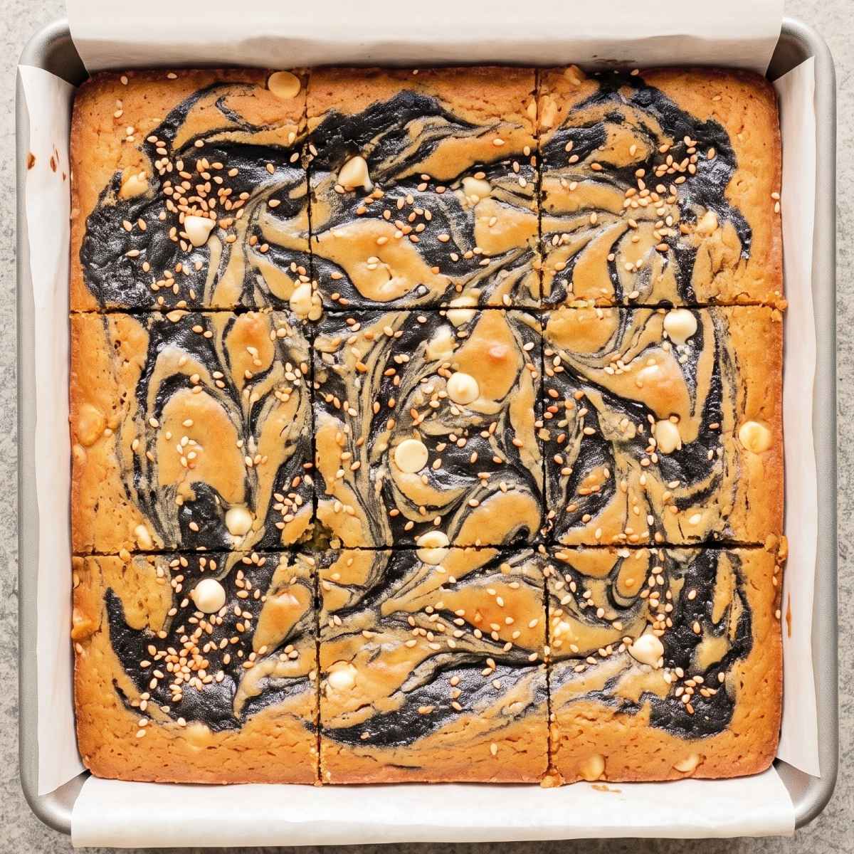 Keto Black Sesame White Chocolate Blondies