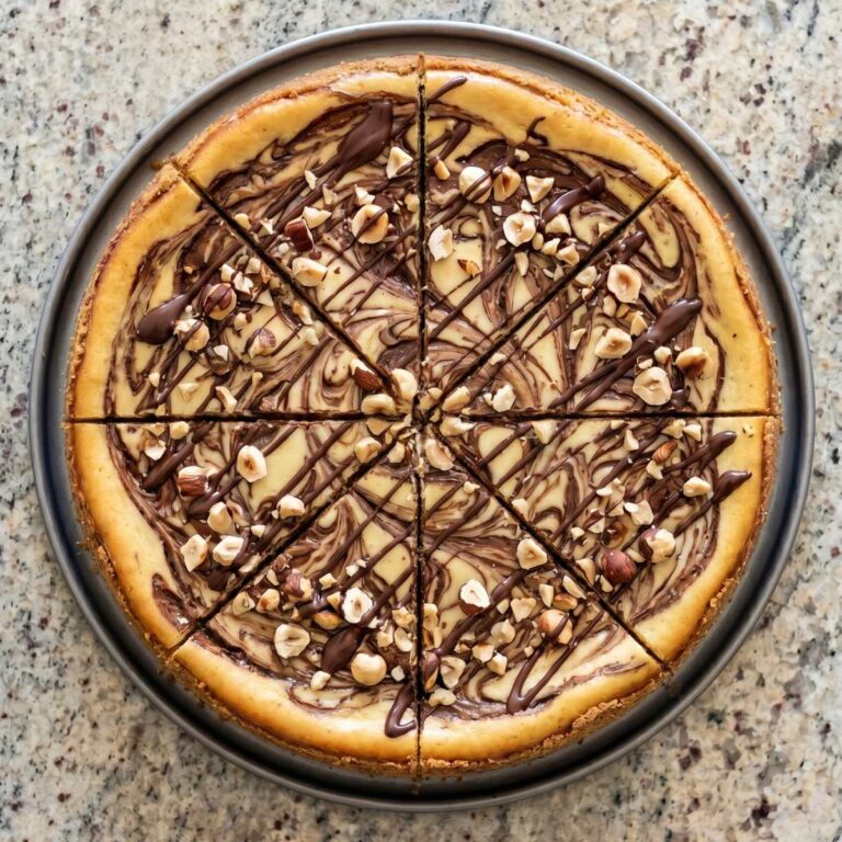 Keto Chocolate Hazelnut Swirl Cheesecake