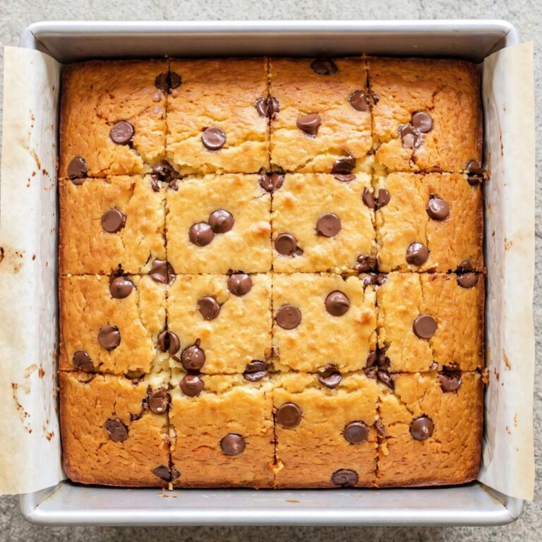 Keto Cottage Cheese Chocolate Chip Snack Cake