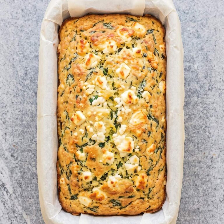 Keto Cottage Cheese Spinach & Feta Bread