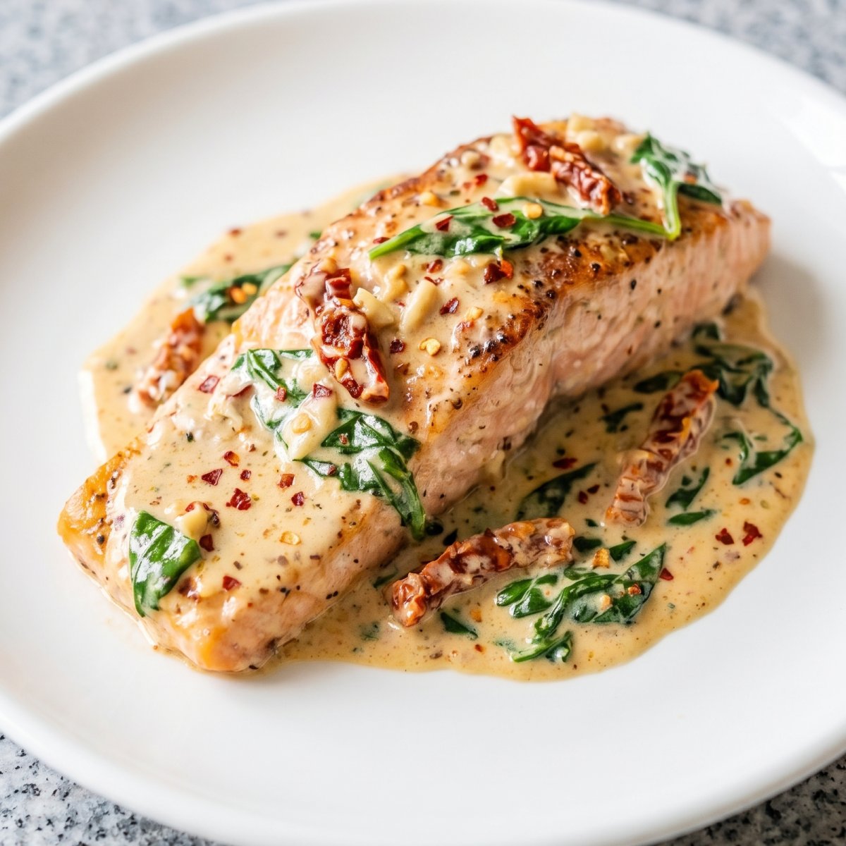 Keto Creamy Tuscan Salmon