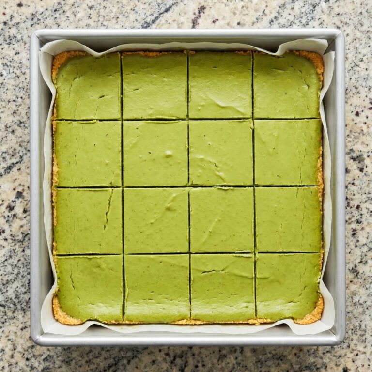 Keto Matcha Cheesecake Bars