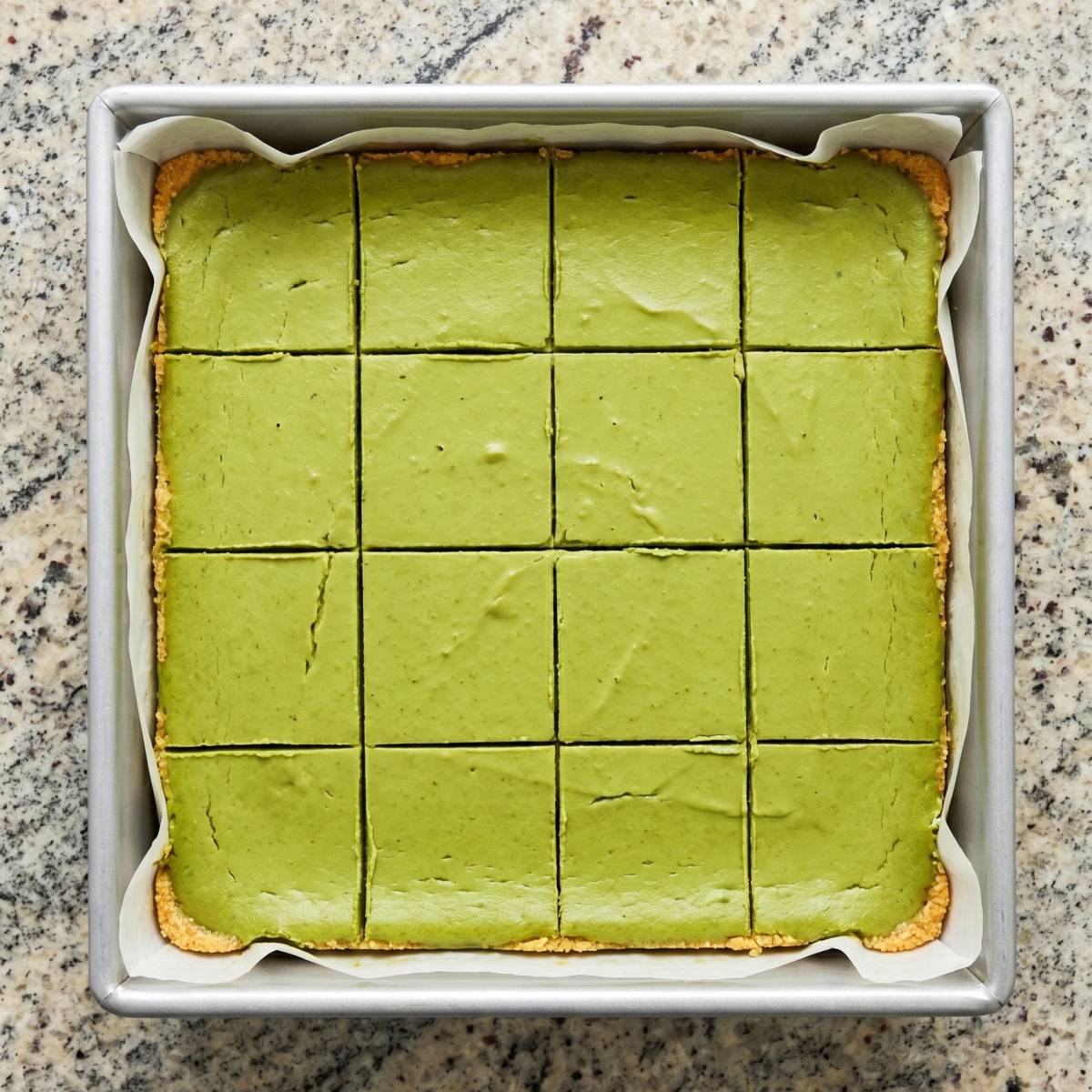 Keto Matcha Cheesecake Bars