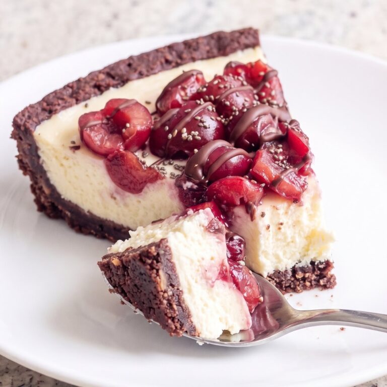 Keto No Bake Dark Chocolate Cherry Cheesecake