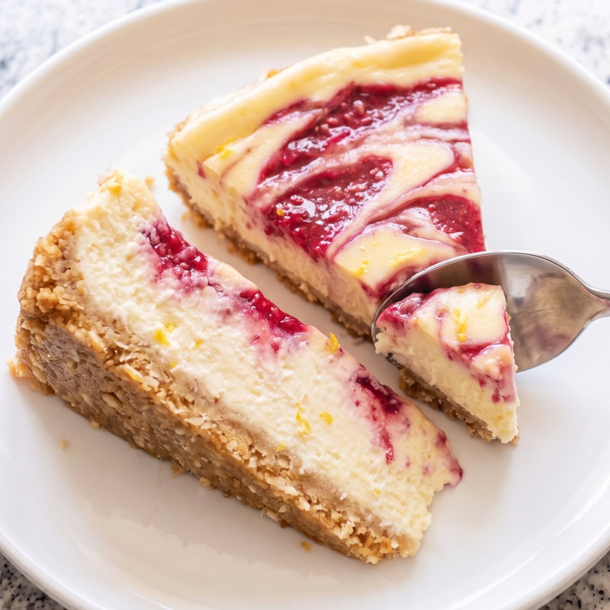Keto No Bake Lemon Raspberry Cloud Cheesecake