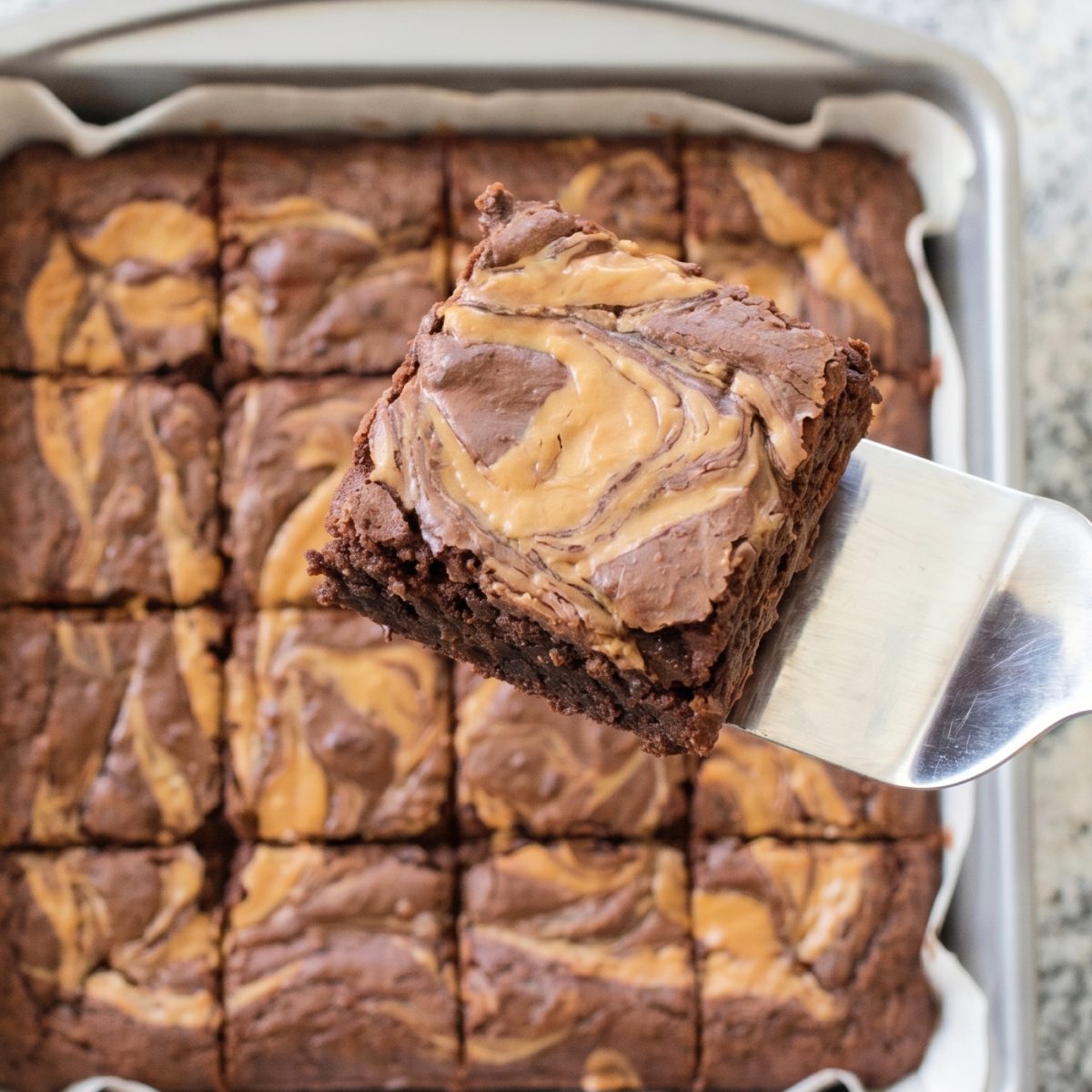 Keto Peanut Butter Swirl Brownies
