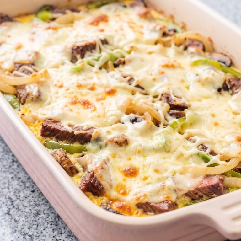 Keto Philly Cheesesteak Casserole