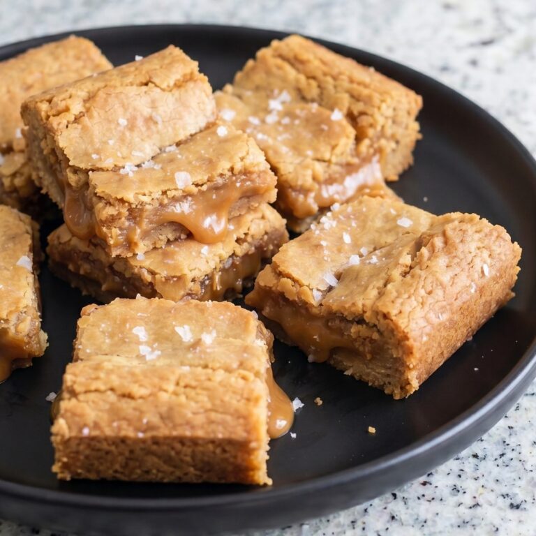 Keto Salted Caramel Stuffed Blondies
