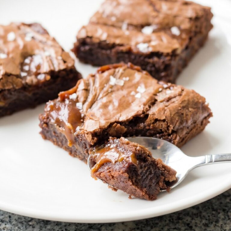 Keto Salted Caramel Stuffed Brownies