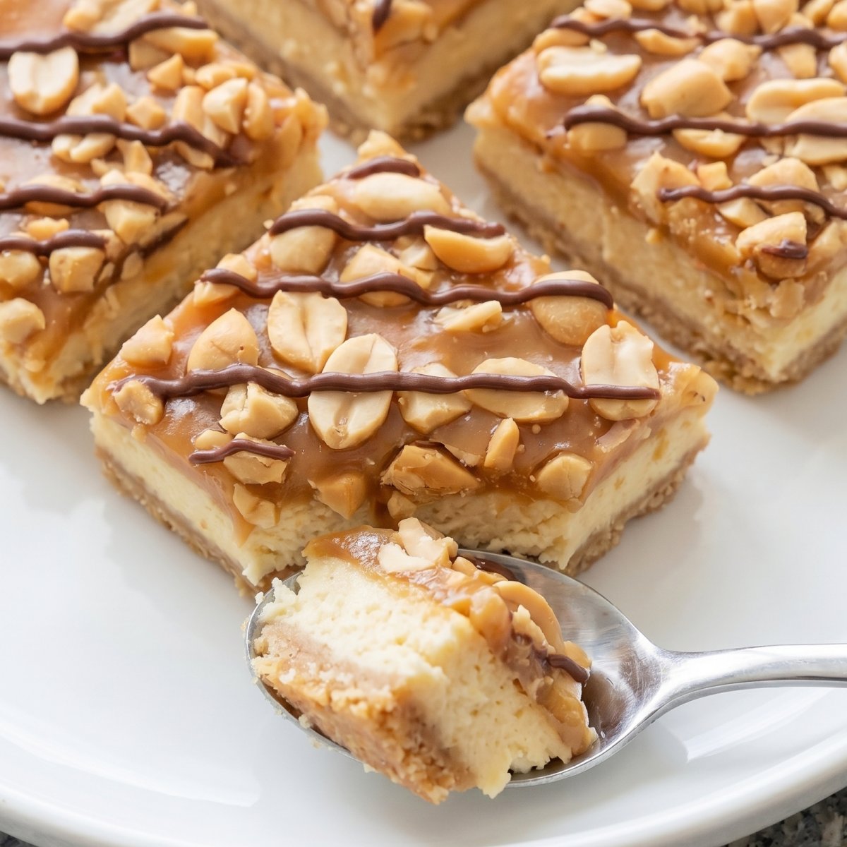 Keto Snickers Cheesecake Bars