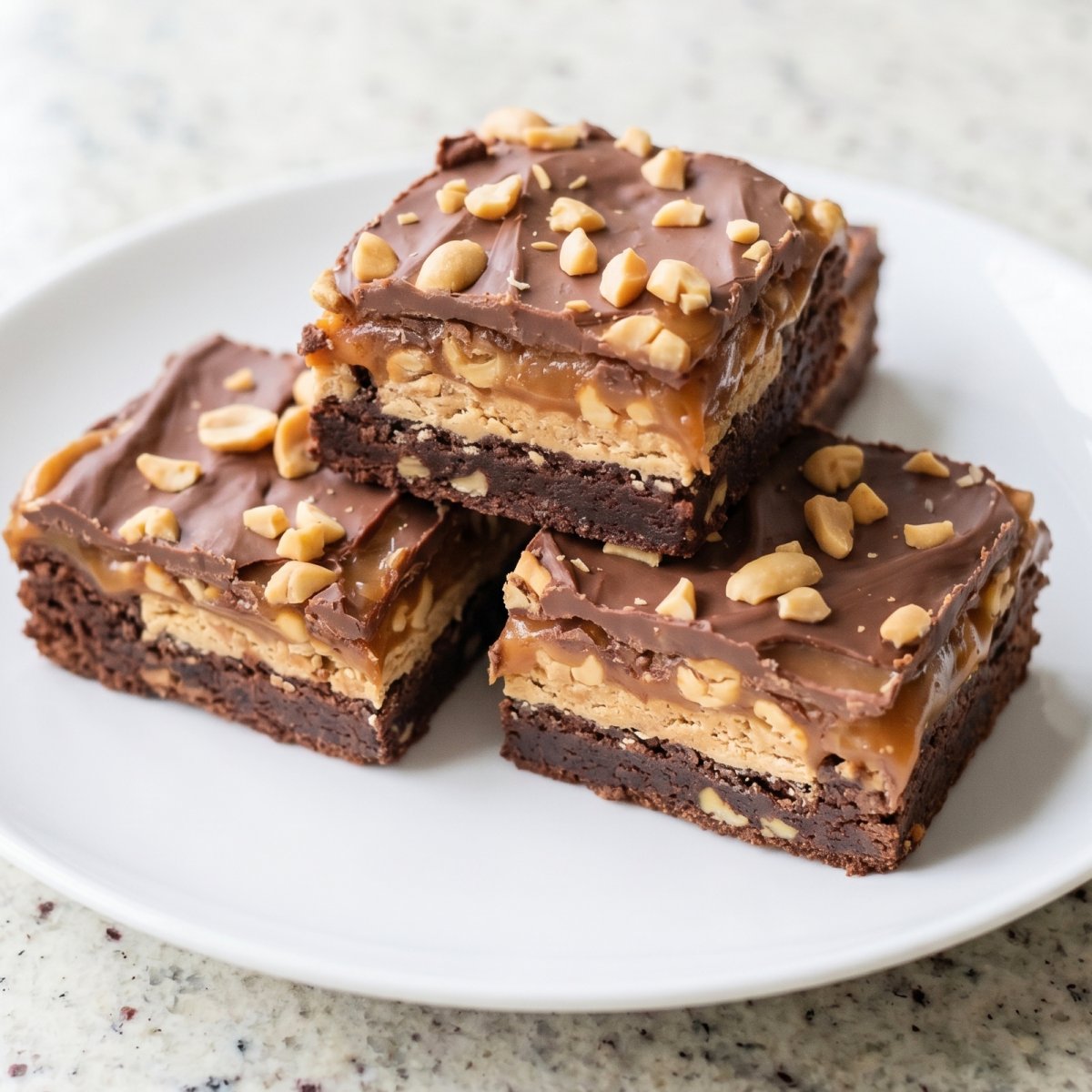 Keto Snickers Stuffed Brownies