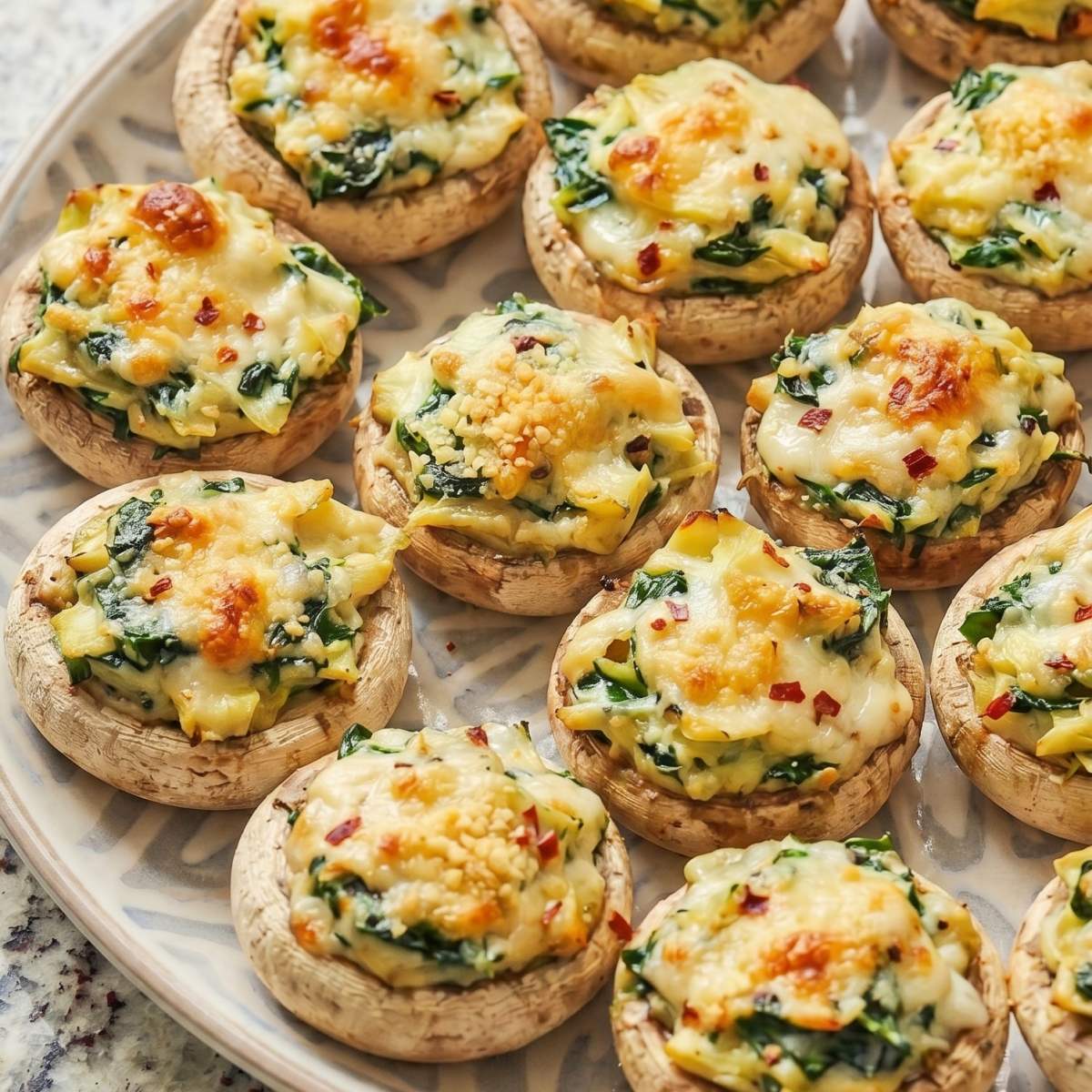 Keto Spinach Artichoke Stuffed Mushrooms