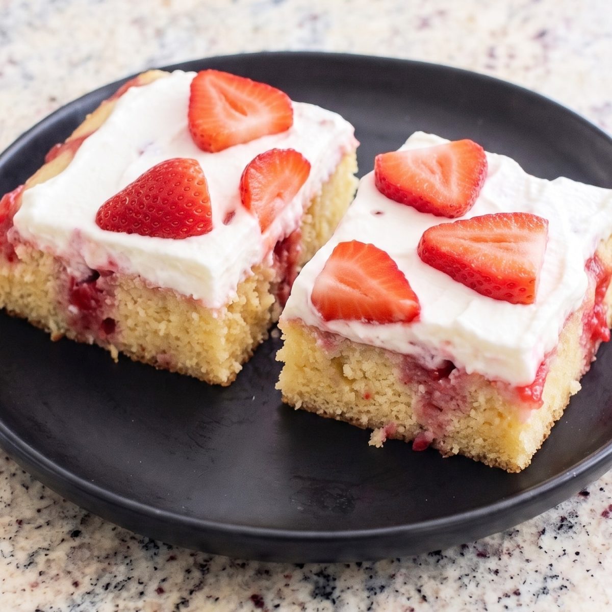 Keto Strawberries & Cream Poke Cake