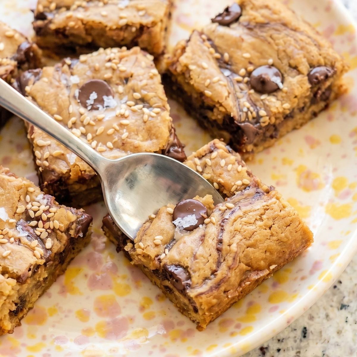 Keto Tahini Swirl Blondies
