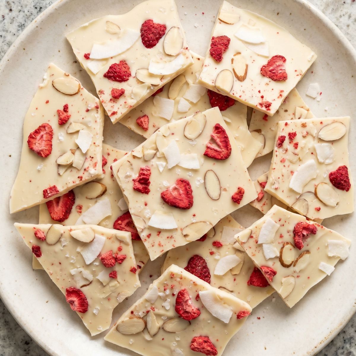 Keto White Chocolate Strawberry Bark
